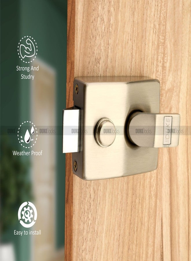 دوق قفل باب Duke Night Latch، بلمسة نهائية من النيكل المصقول، مقاوم للعوامل الجوية، مع مفاتيح وأدوات تركيب | قفل ليلي | عرض الباب 25-45 مم | NL-ss - Image 2